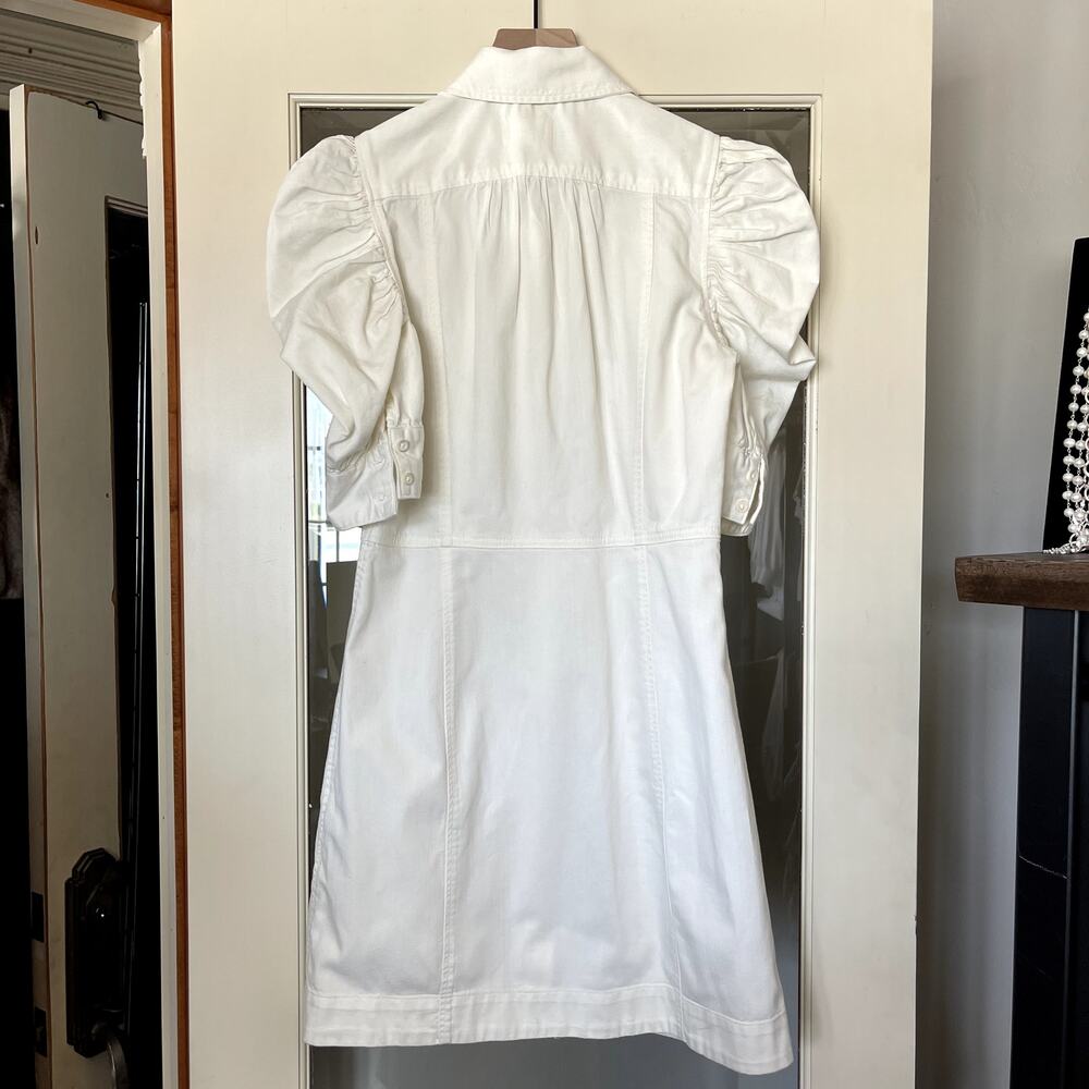 FRAME Gillian Dress Ecru Puff Shoulder Off White Size XS Mini Chic Cute Sexy - Picture 11 of 16